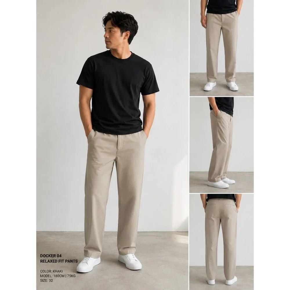 Dockers Men's Khaki Pants 42x30 Relaxed Fit Beige Chino Casual Cotton Classic